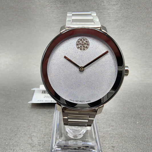 Movado Bold Evolution Watch Women 34mm Silver Dial Steel Round 36008027 New Batt0