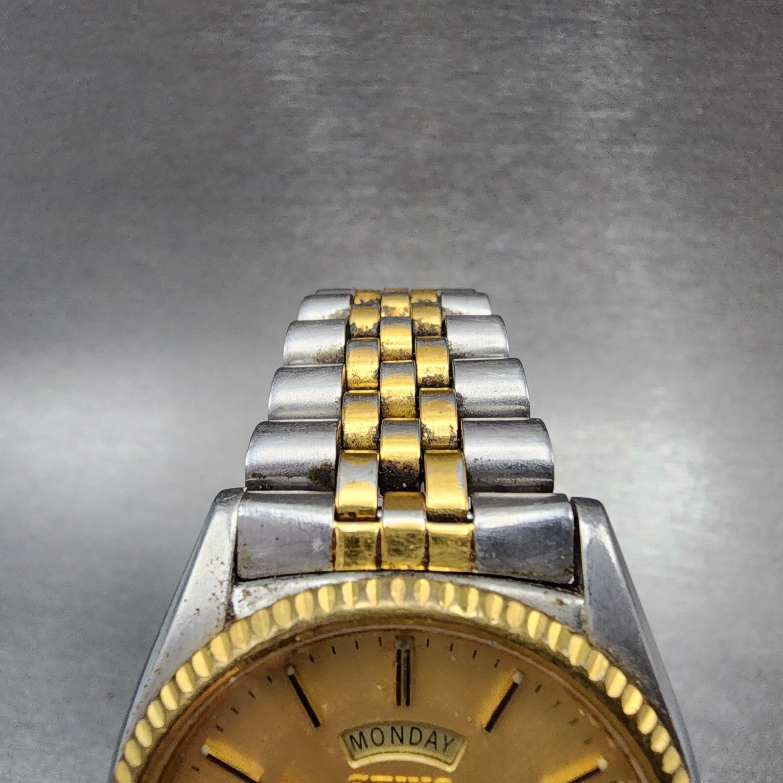 Seiko Presidential Watch Men 36mm Gold Dial Twotone Day Date 7n438111 New Batt4