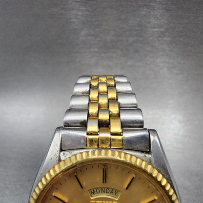 Seiko Presidential Watch Men 36mm Gold Dial Twotone Day Date 7n438111 New Batt4