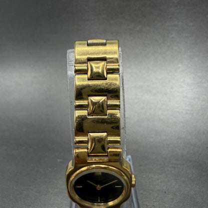 Citizen CQ Watch Women 18mm Black Dial Gold Tone Round 3220 New Battery VTG4
