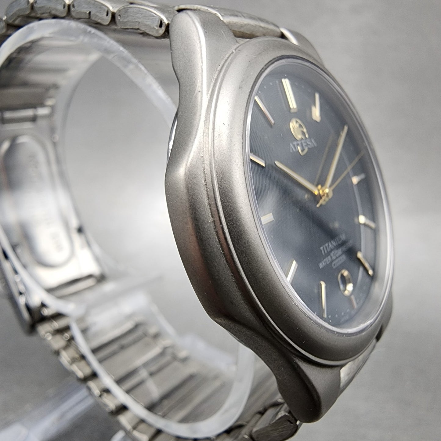 Citizen Attesa Watch Men 33mm Black Dial Titanium Tone Date 5510F51308 New Batt3
