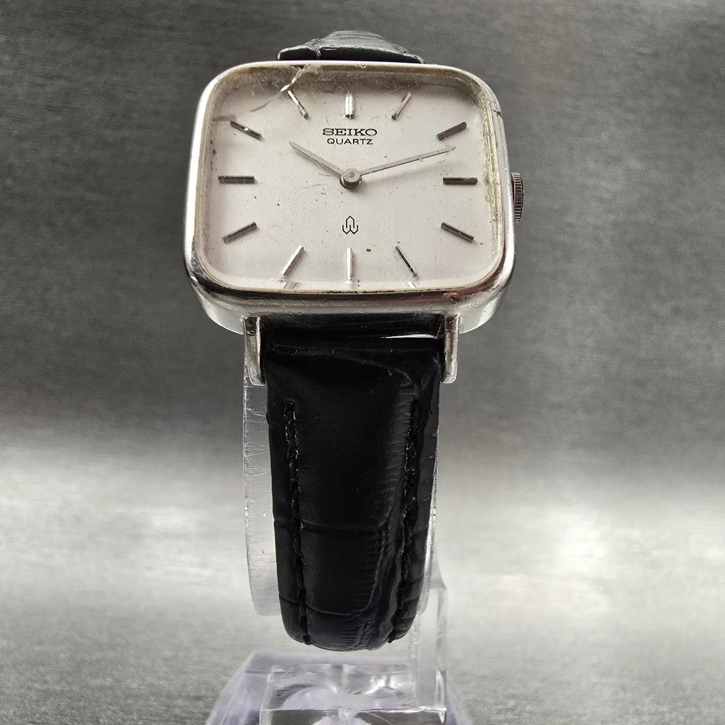 Seiko Watch Women 23mm Silver Dial Silver Tone Rectangle 16-5380 New Battery VTG5