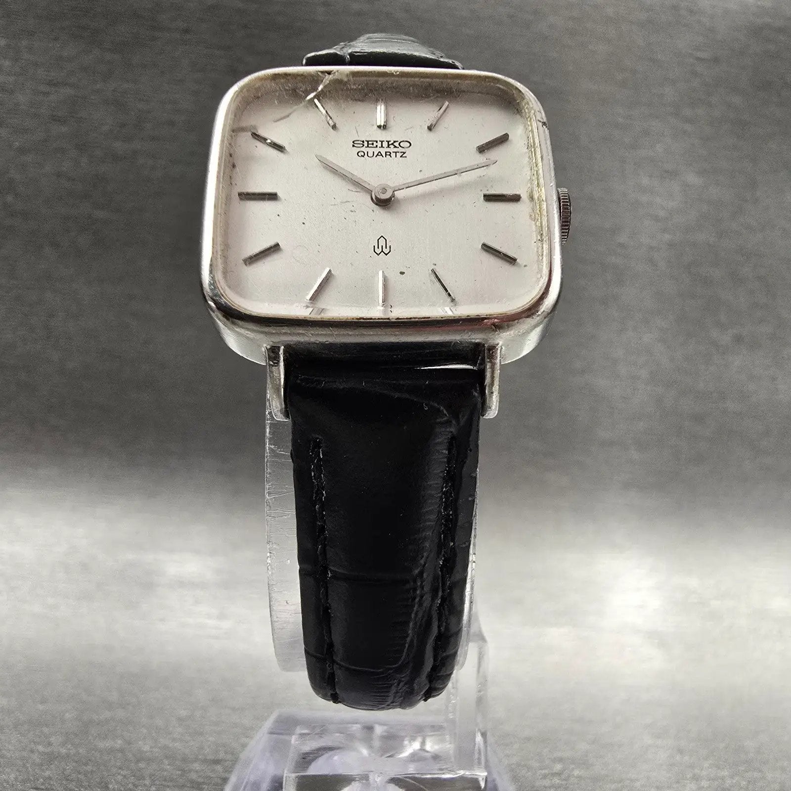 Seiko Watch Women 23mm Silver Dial Silver Tone Rectangle 16-5380 New Battery VTG5