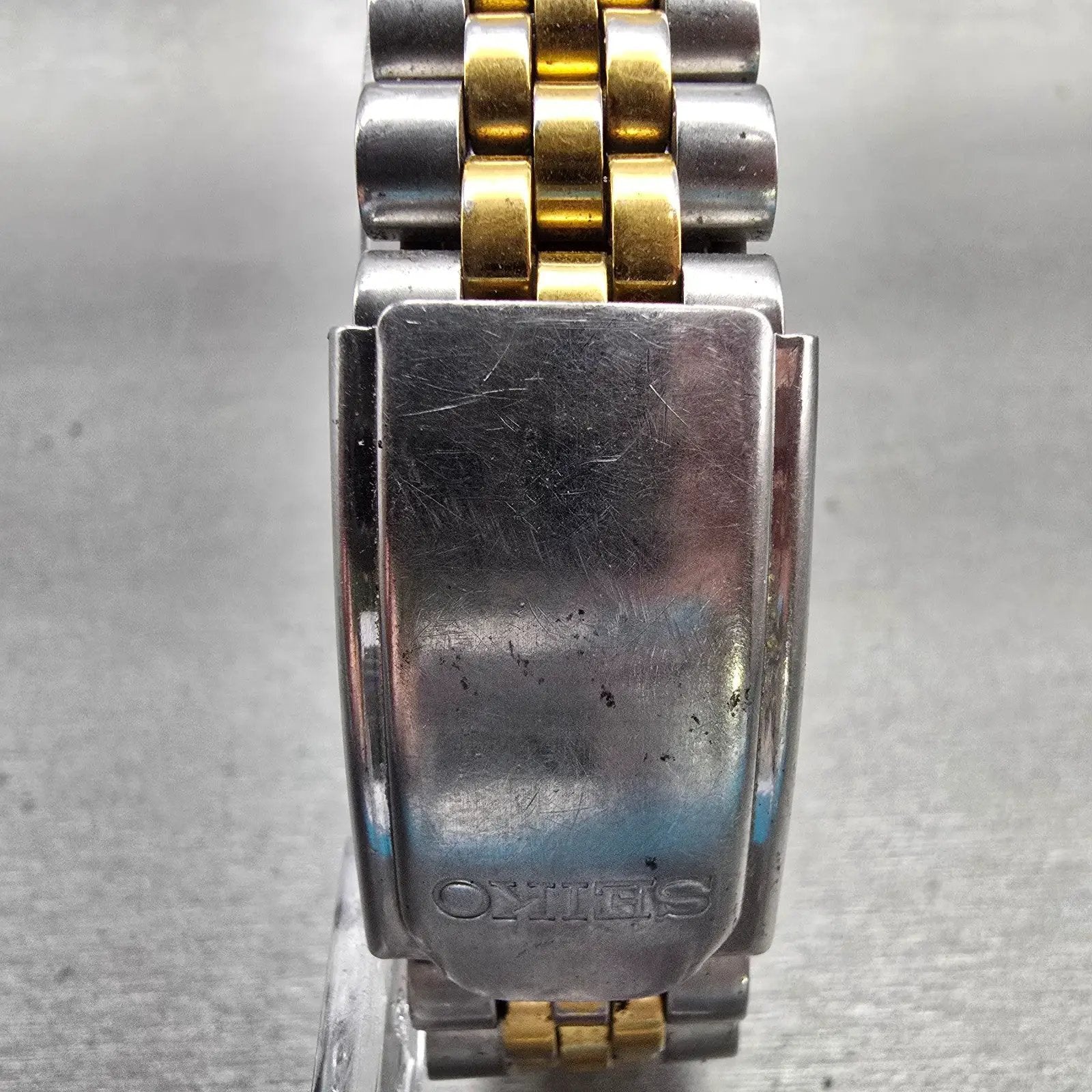 Seiko Watch Men 36mm Champagne Dial Two Tone Date Round 7N43-8111 CSUF New Batt7