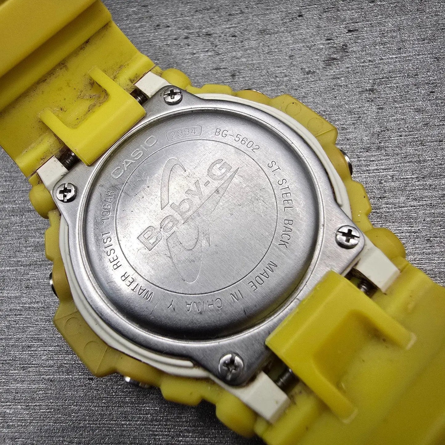 Casio Baby-G BG-5602 Watch Women 40mm Yellow Chronograph Alarm New Battery10
