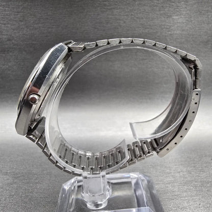 Seiko SQ Watch Men 35mm White Dial Silver Daydate Round 8223-8029 Chevron NewBat6
