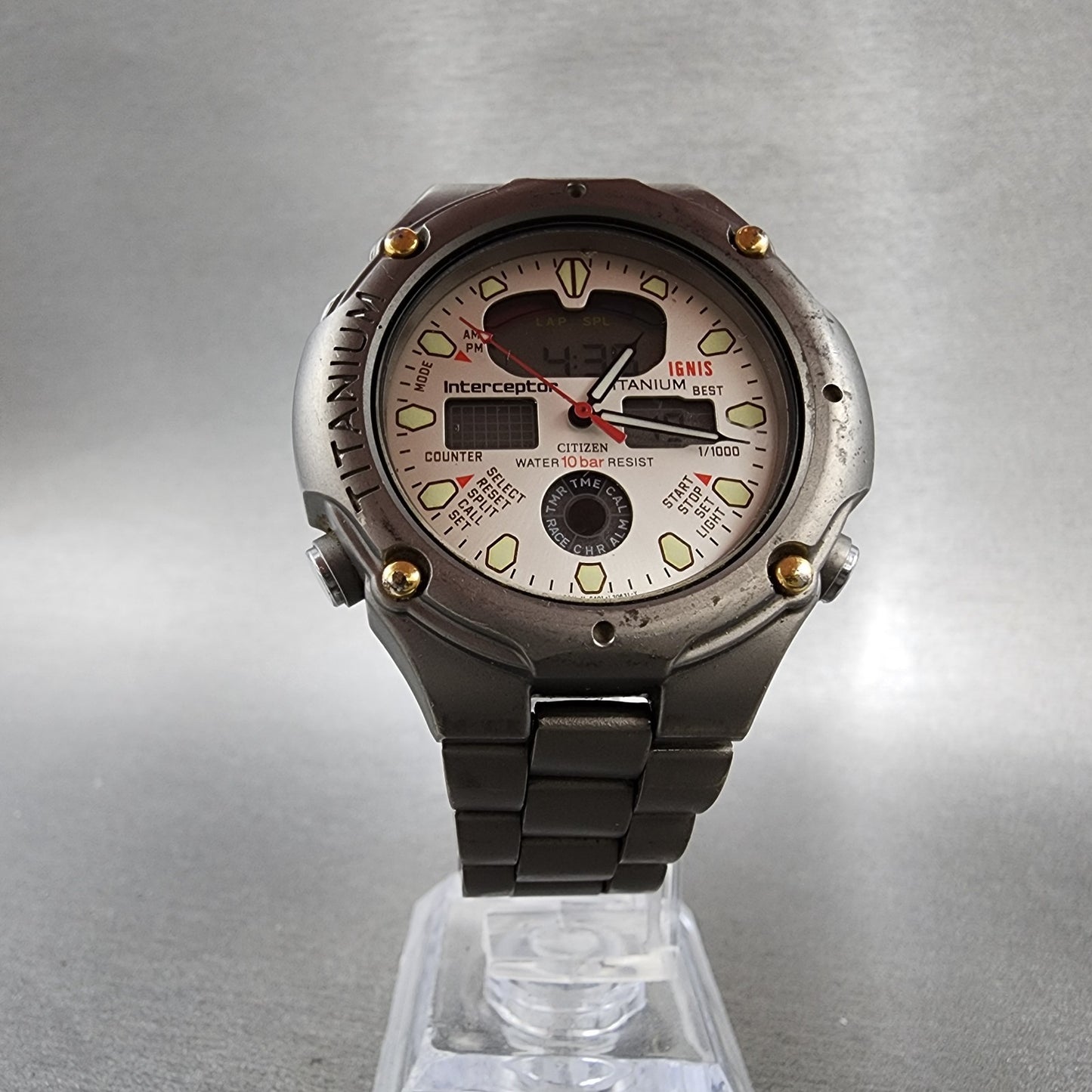 Citizen Interceptor Watch Men 40mm Analog Digital Titanium C401L14689 PARTS6