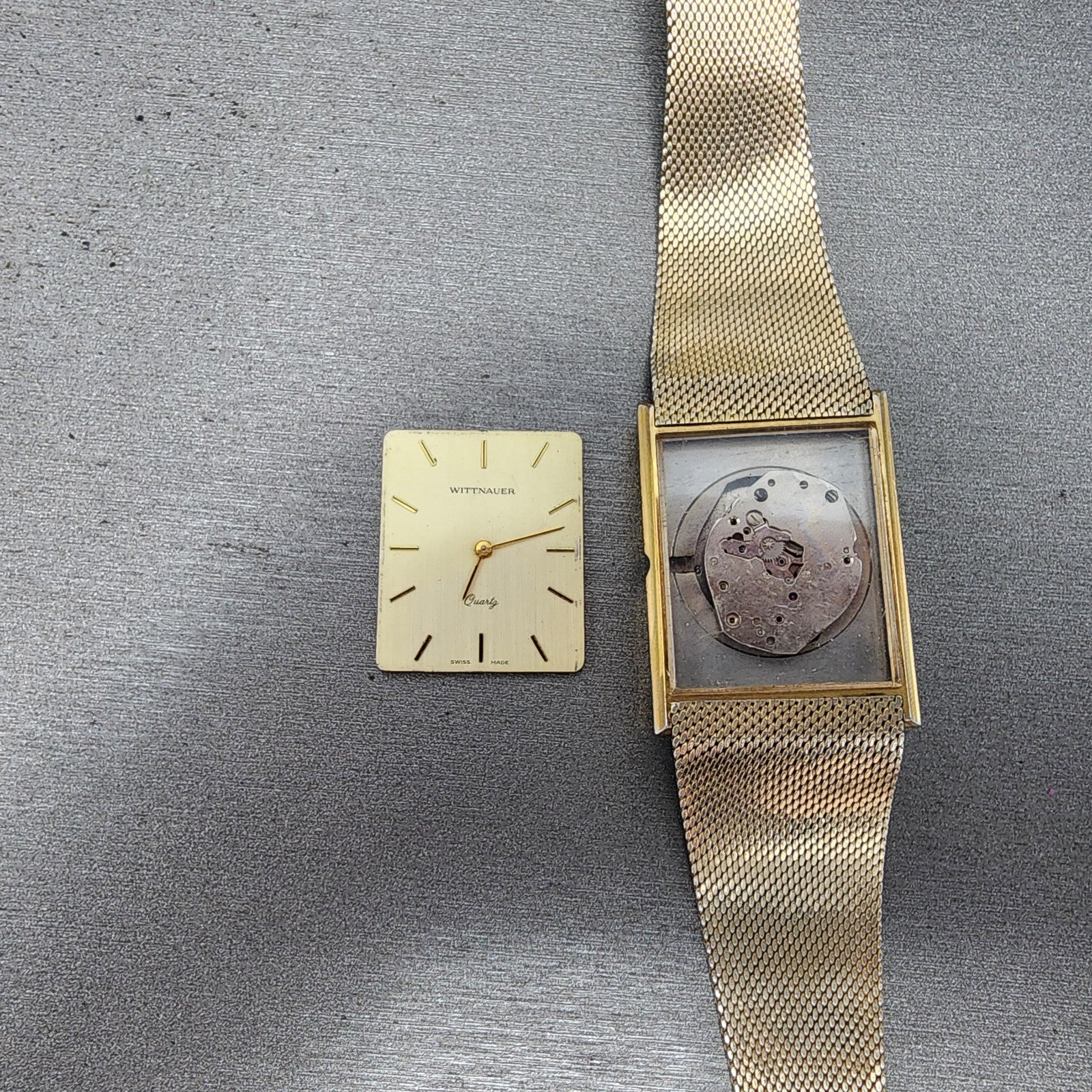 Wittnauer Tank Watch Men 26mm Gold Dial Gold Tone Rectangle PARTS0