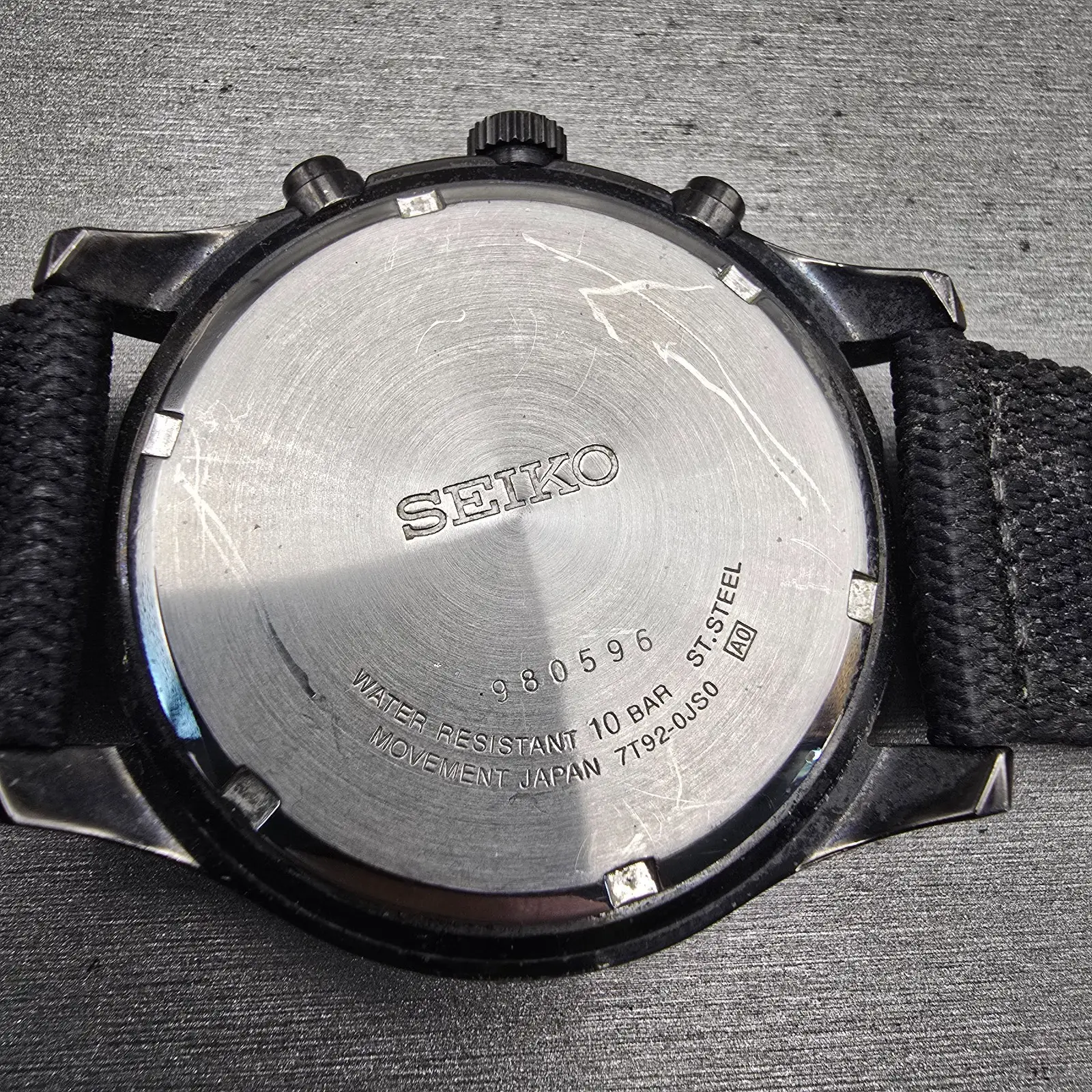 Seiko Chronograph Watch Men 43mm Black Dial Black Tone Date 7T92-0JS0 New Batt10