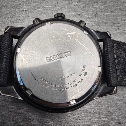 Seiko Chronograph Watch Men 43mm Black Dial Black Tone Date 7T92-0JS0 New Batt10