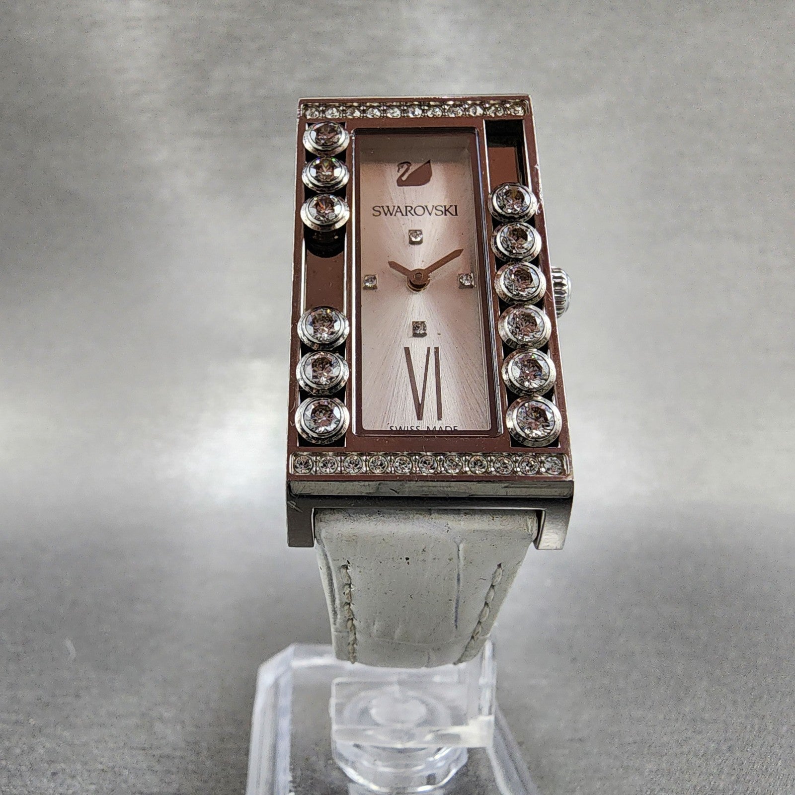 Swarovski Lovely Square Tank Watch Women 21mm White Dial Silver Rectangle NewBat5
