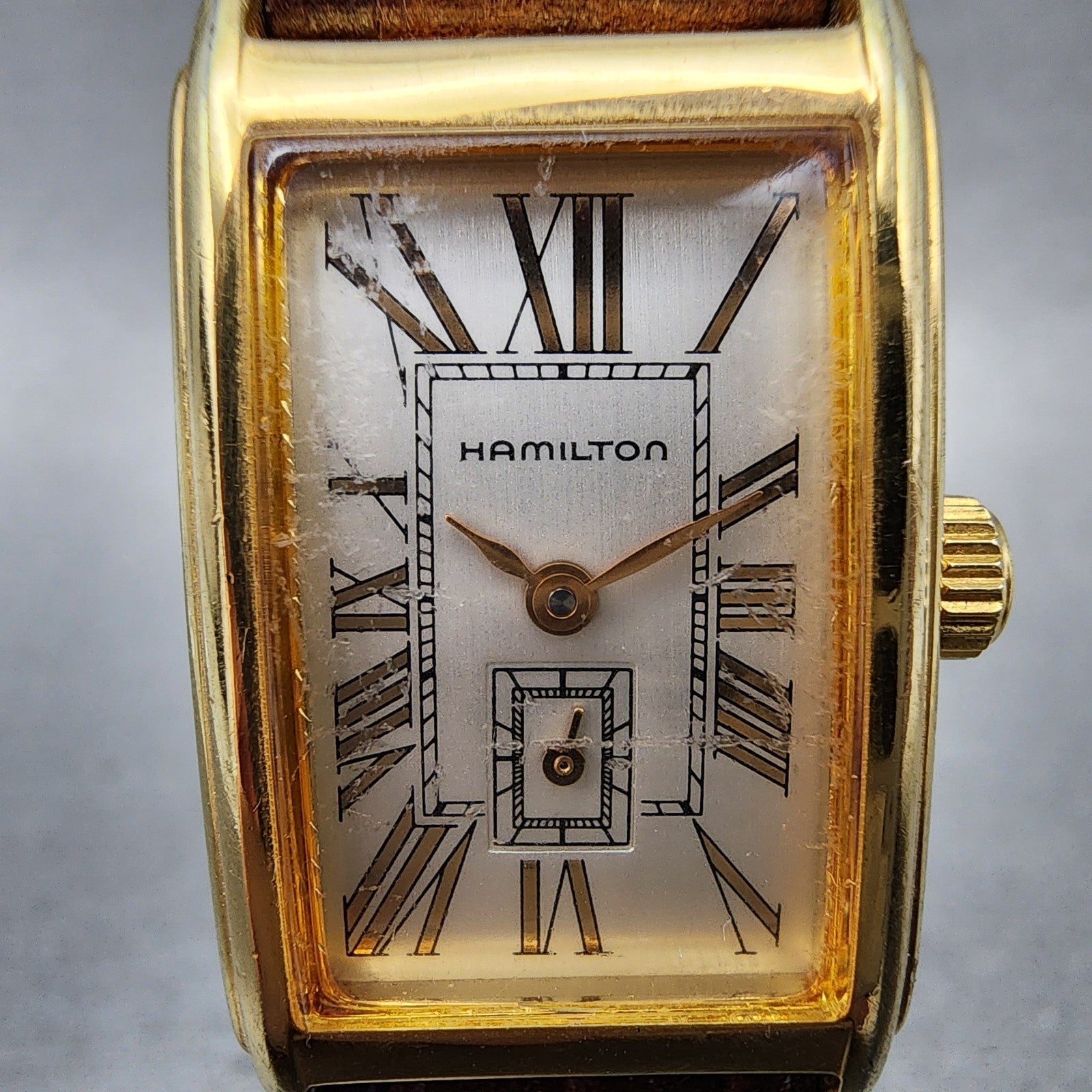 Hamilton Ardmore Reissue Watch Women 19mm Silver Dial Gold Tone 6266 New Battery1