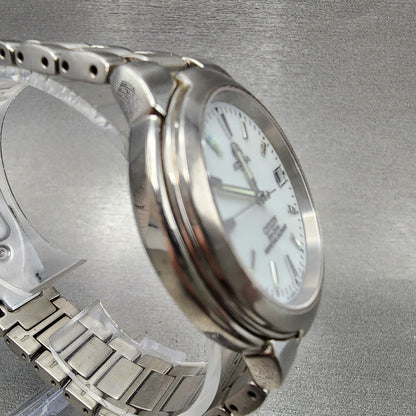 Citizen Attesa Eco-Drive Watch Men 36mm White Dial Titanium Date Perpetual Cal