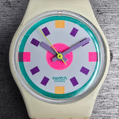 Swatch Frost Watch Women 25mm White Dial White Case Round LW125 New Battery1
