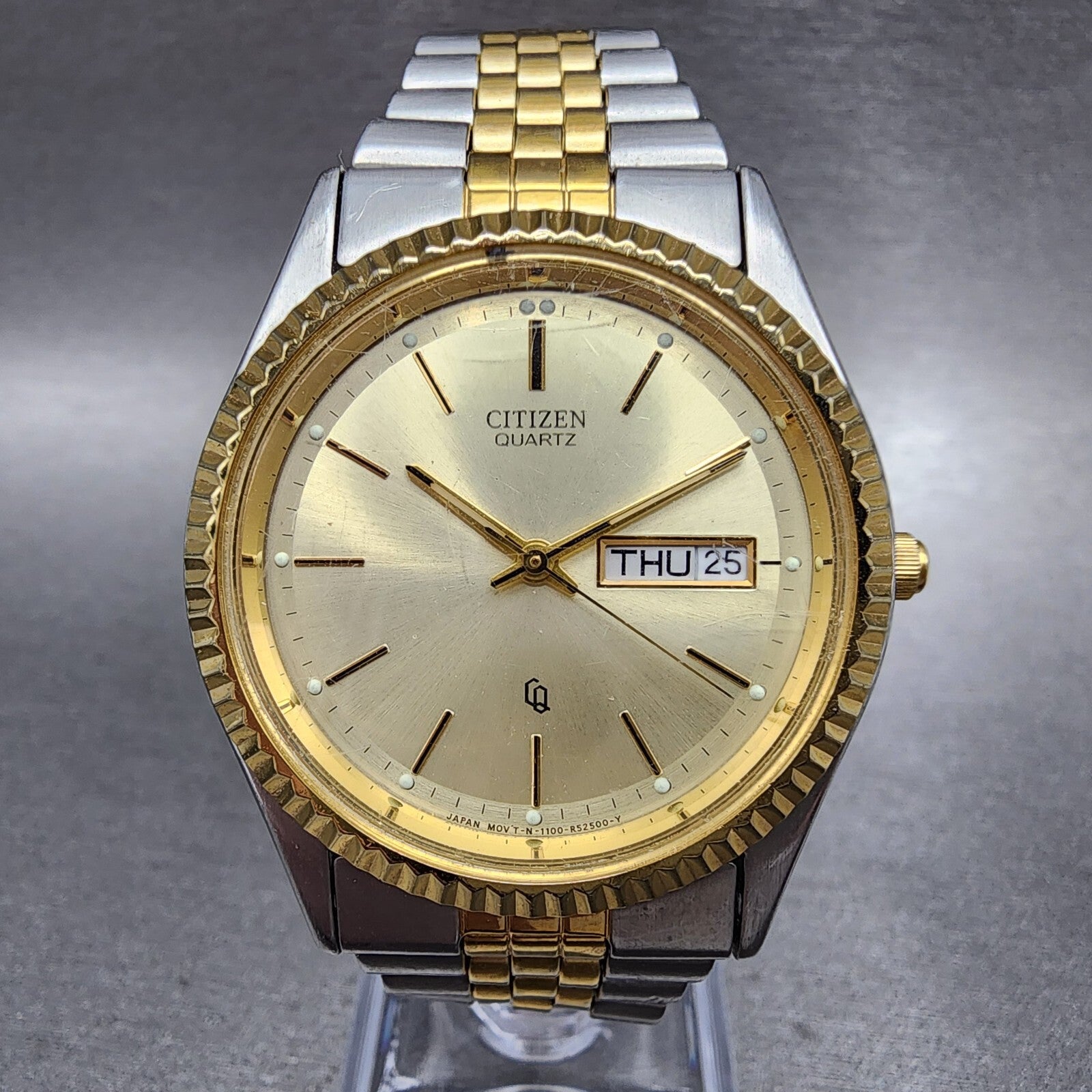 Citizen CQ President Watch Men 36mm Champagne Dial Two Tone Daydate Round Newbat0