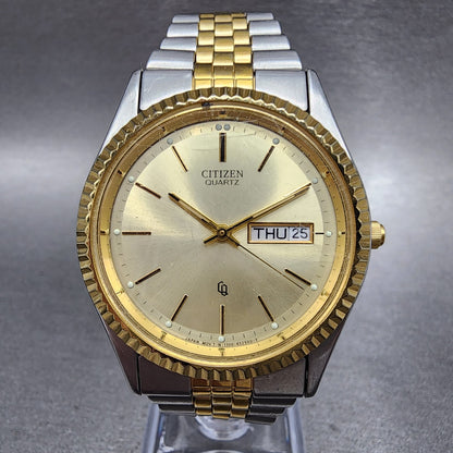 Citizen CQ President Watch Men 36mm Champagne Dial Two Tone Daydate Round Newbat0