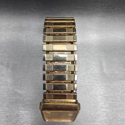 Seiko Tank Watch Men 25mm Gold Dial Gold Date Rectangle 5Y32-5129 New Battery4