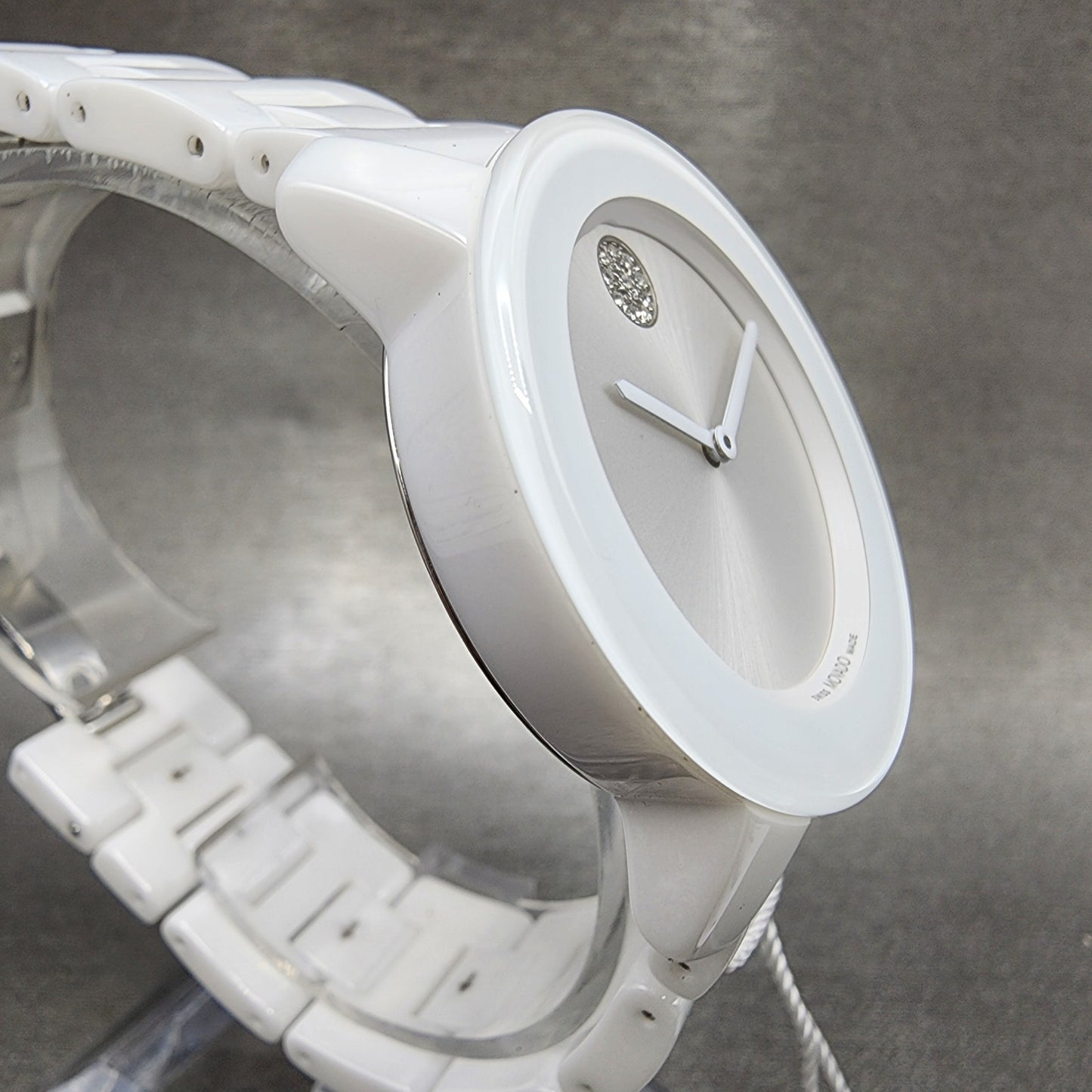 Movado Bold Watch Women 36mm White Dial White Ceramic Crystal Accent New Battery3