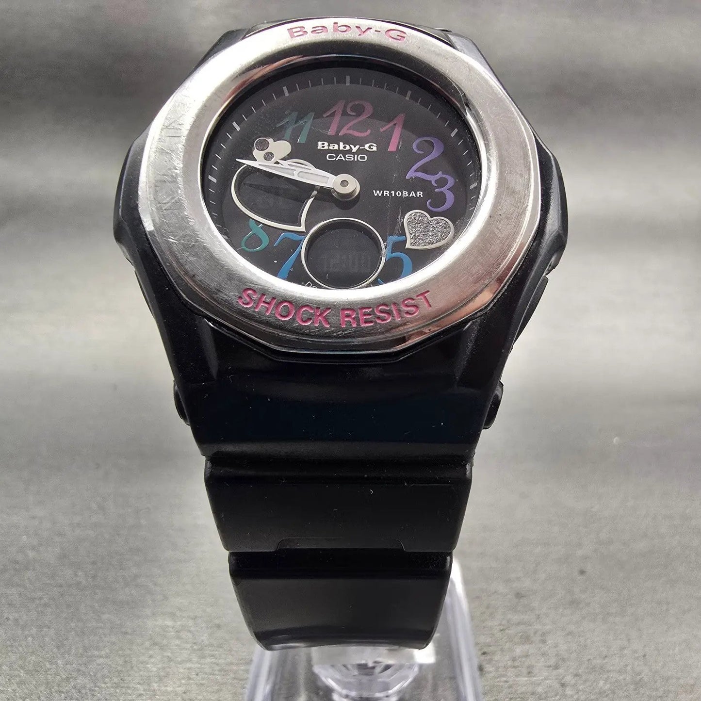 Casio Baby-G BGA-101 Watch Women 39mm Black Silver Chrono Alarm New Battery5