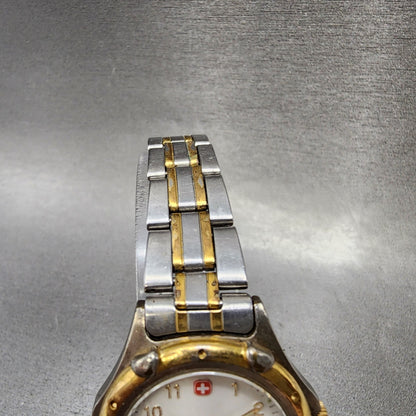 Wenger SAK Design Watch Women 28mm White Dial Two Tone Date Round New Battery4