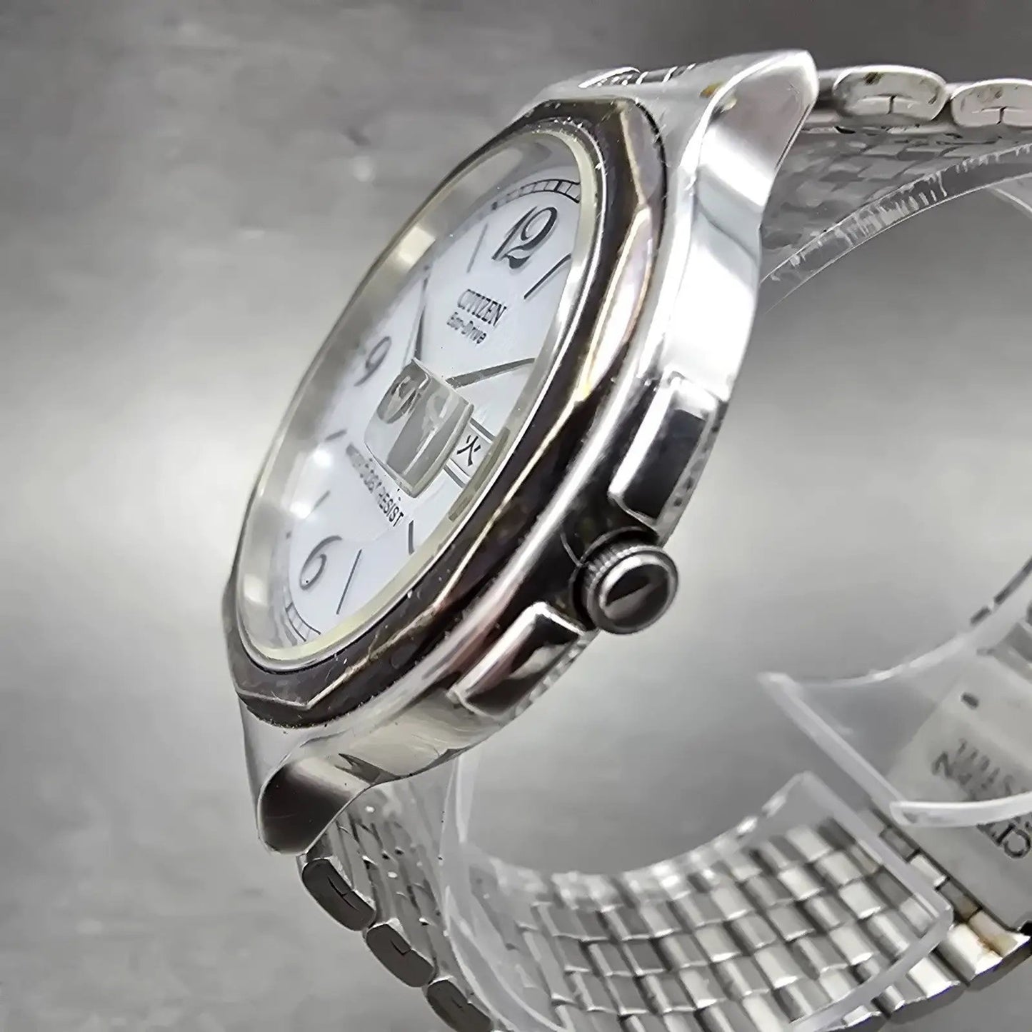 Citizen Eco-Drive Watch Men 36mm White Dial Steel Daydate E100-K003334 PARTS3