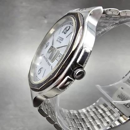 Citizen Eco-Drive Watch Men 36mm White Dial Steel Daydate E100-K003334 PARTS3
