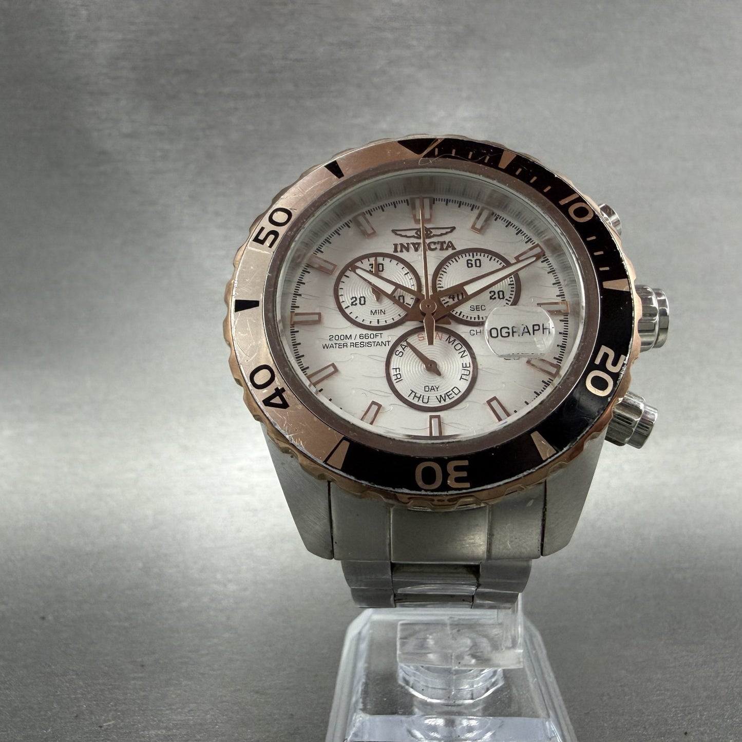 Invicta Pro Diver Chronograph Watch Men 43mm White Dial Steel Date 12859 New Bat5