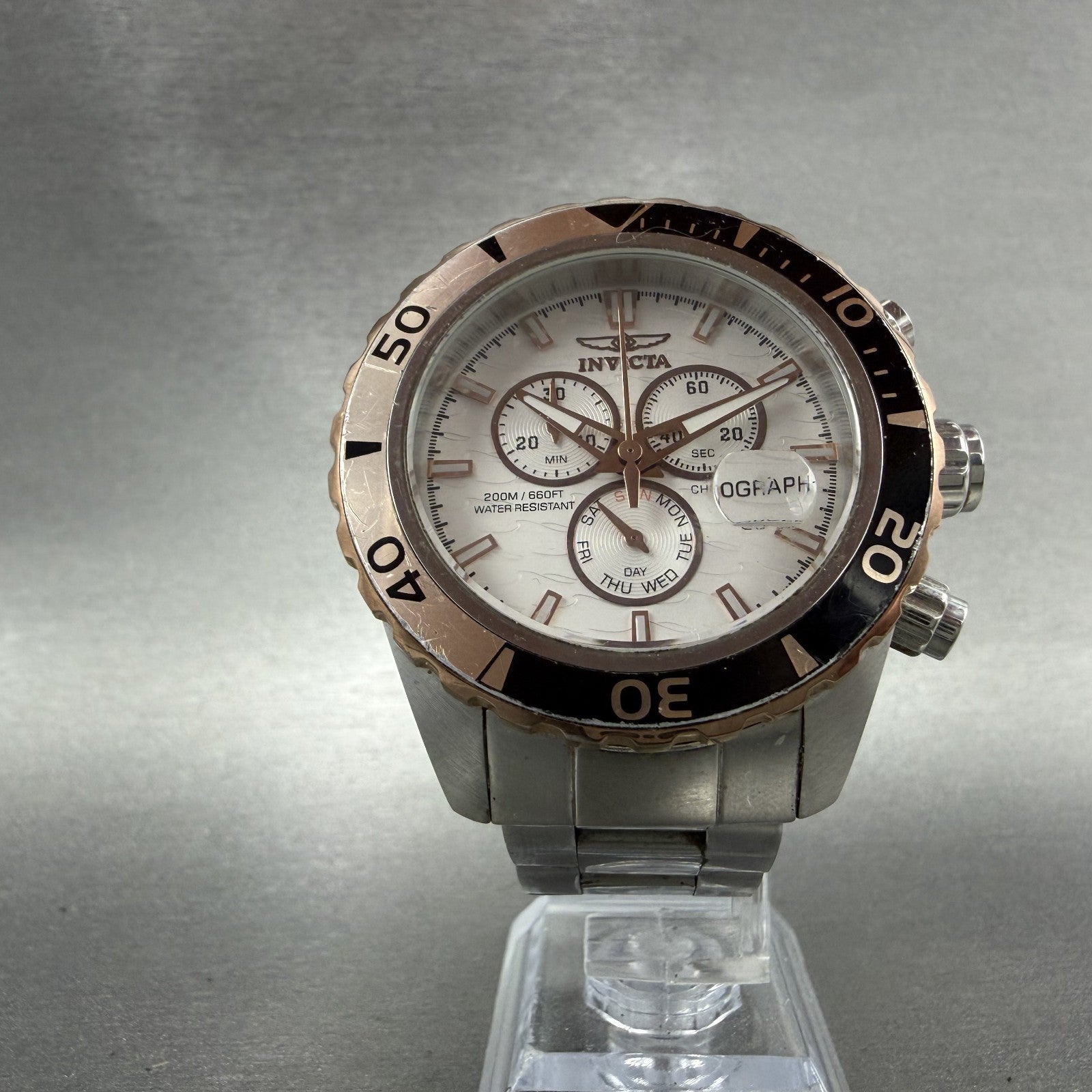Invicta Pro Diver Chronograph Watch Men 43mm White Dial Steel Date 12859 New Bat5