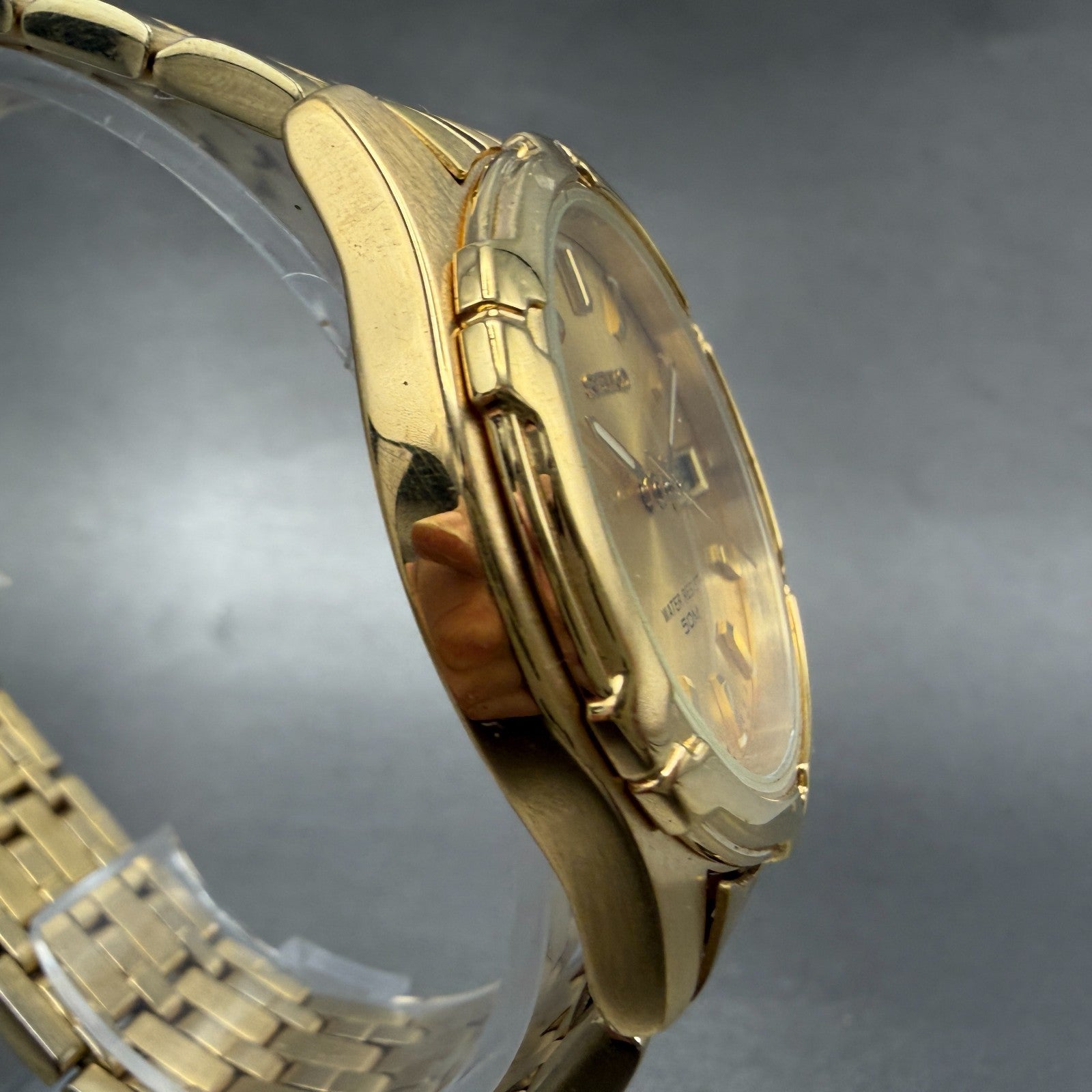 Seiko Watch Men 38mm Champagne Dial Gold Tone Daydate V743-8B39 New Battery3
