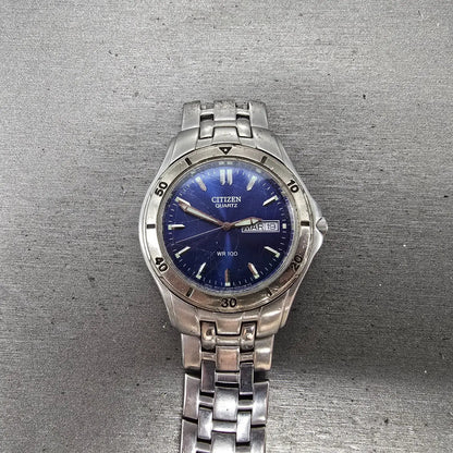 Citizen Watch Men 37mm Blue Dial Silver Tone Daydate Round 250A-K001455 PARTS0