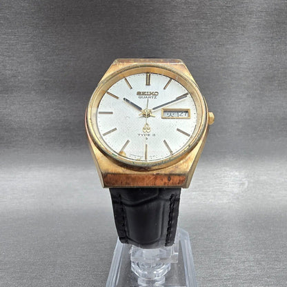 Seiko Type II Watch Men 35mm Silver Dial Gold Tone Daydate 8223-8090 New Battery5