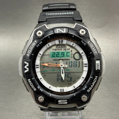 Casio Fishing Gear Watch Men 46mm Analog Digital Black Silver AQW-101 New BattAD0