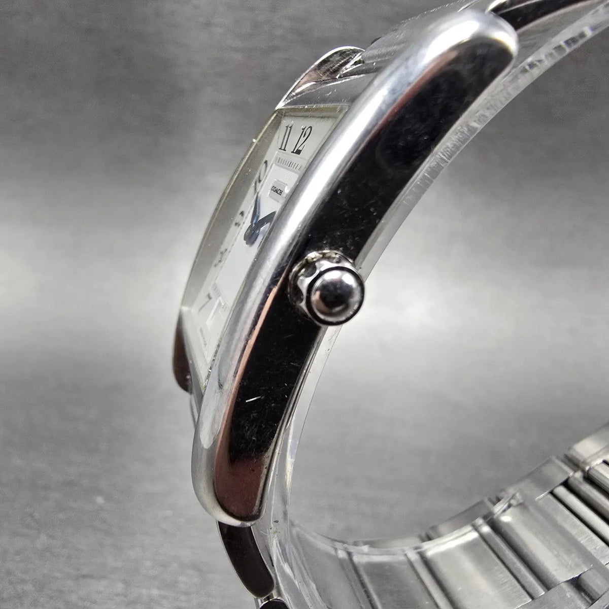 Coach Tank Watch Men 25mm Silver Dial Silver Tone Rectangle W502B PARTS3