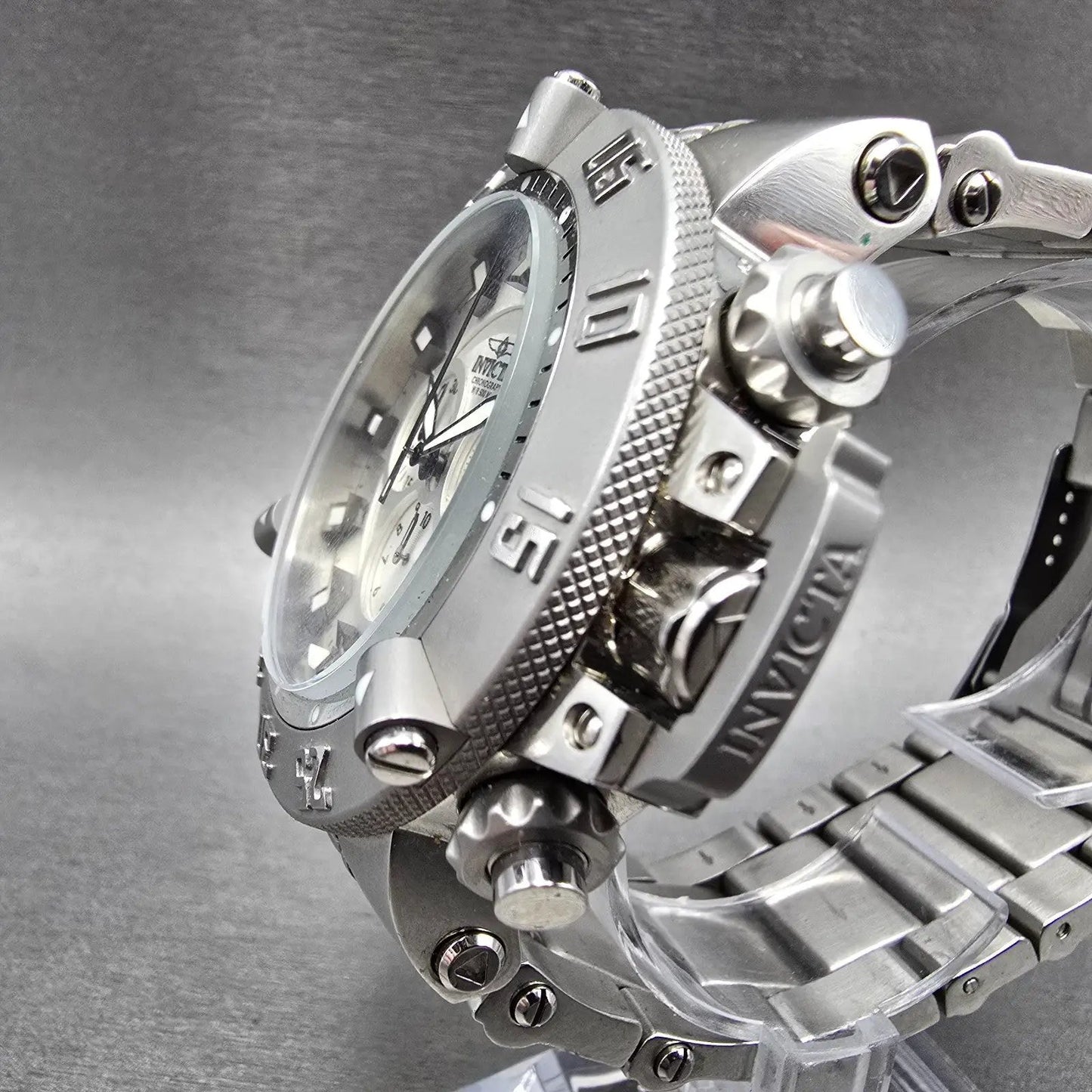Invicta Sub Aqua Noma III Watch Men 50mm Silver Dial Silver Tone 1894 NewBattery2