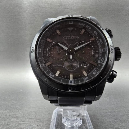 Citizen Ecosphere Chronograph Watch Men 48mm Black Dial Black Date CA4184-81E6