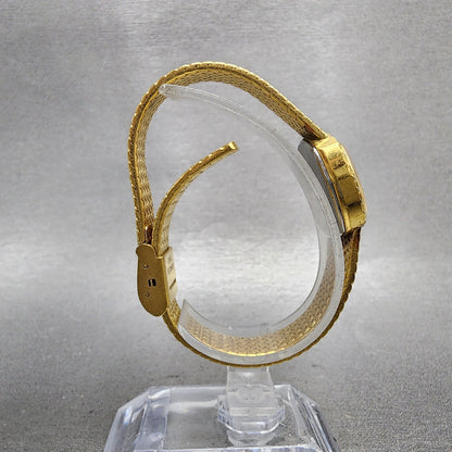 Elgin Watch Women 22mm Gold Dial Gold Tone Rectangle FK267 New Battery VTG8