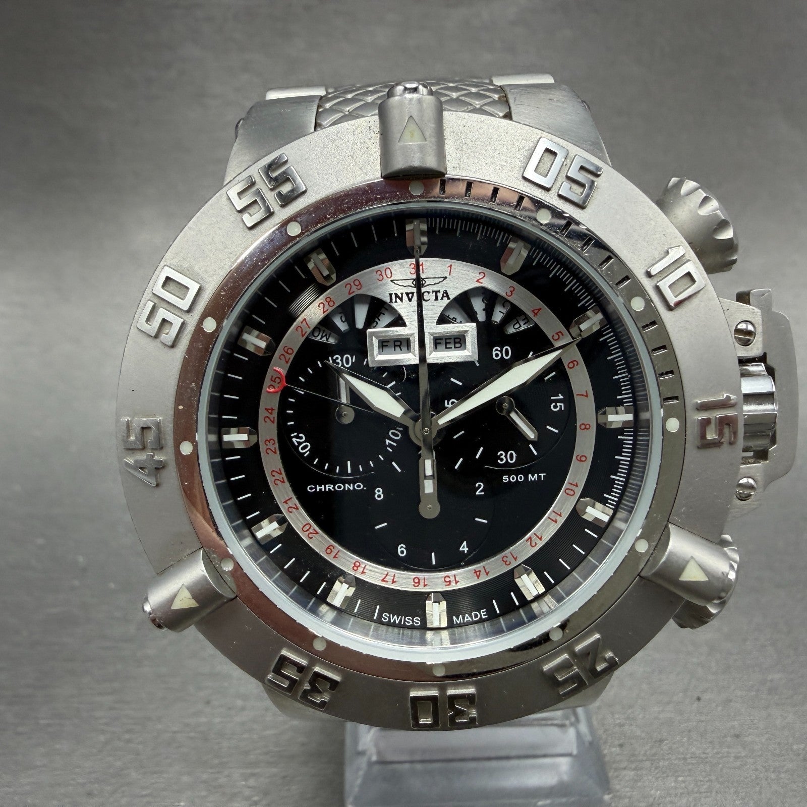 Invicta Subaqua Noma Chrono Watch Men 50mm Black Dial Steel Triple Calendar 53950