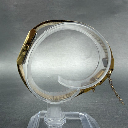 Seiko Tank Watch Women 13mm Brown Dial Gold Tone Oval 1320-5009 New Battery BZQ6