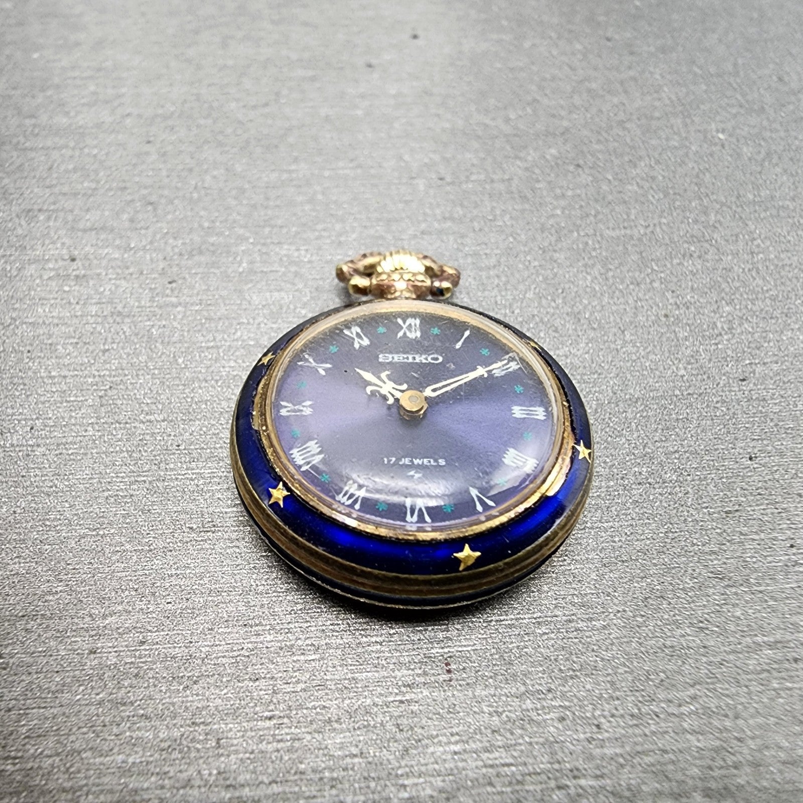 Seiko Pendent Watch Women 23mm Blue Dial Gold & Blue Tone Manual 210380 Runs2