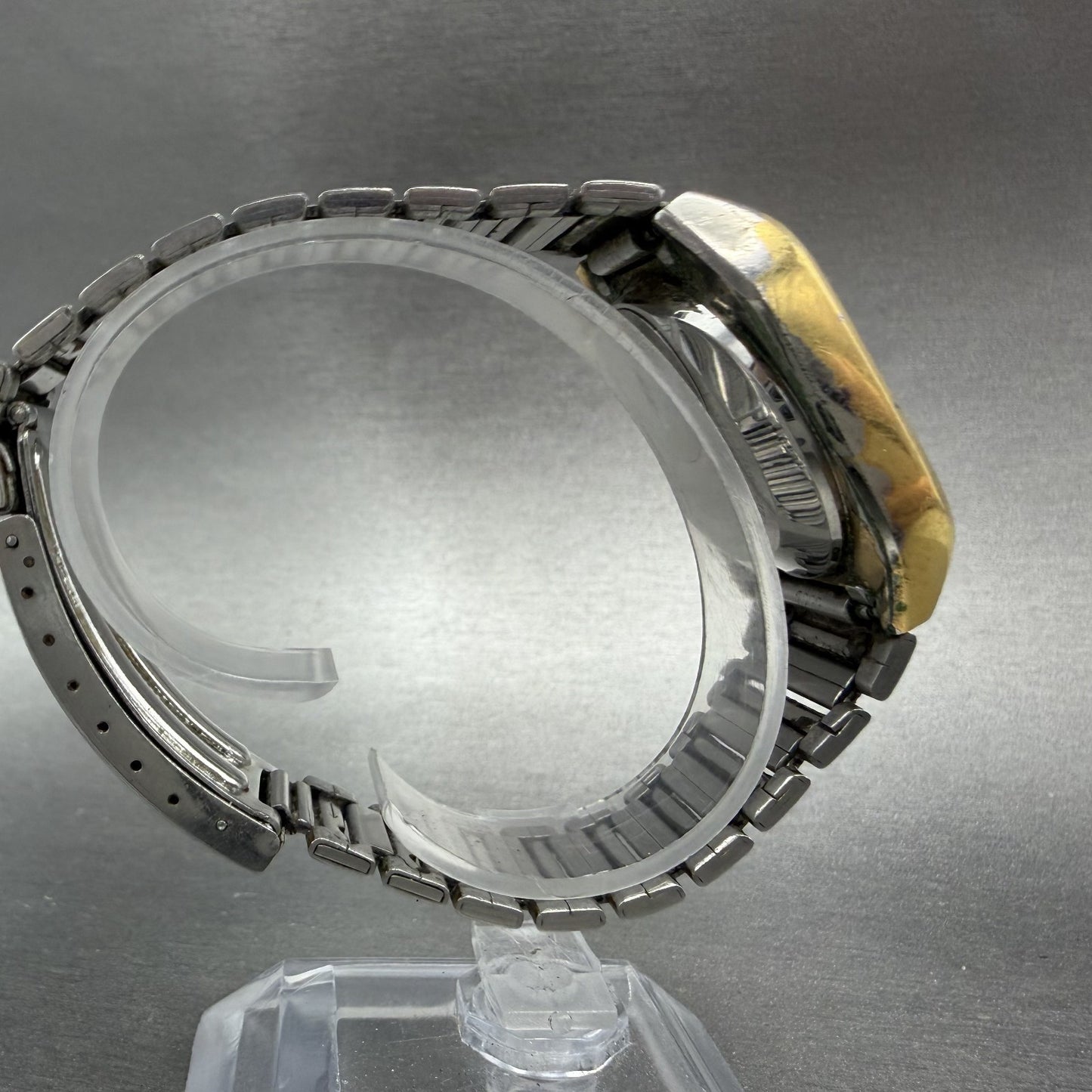 Seiko Digital Watch Men 33mm LCD Gold Tone Rectangle Memory Bank M354-5019 PARTS9