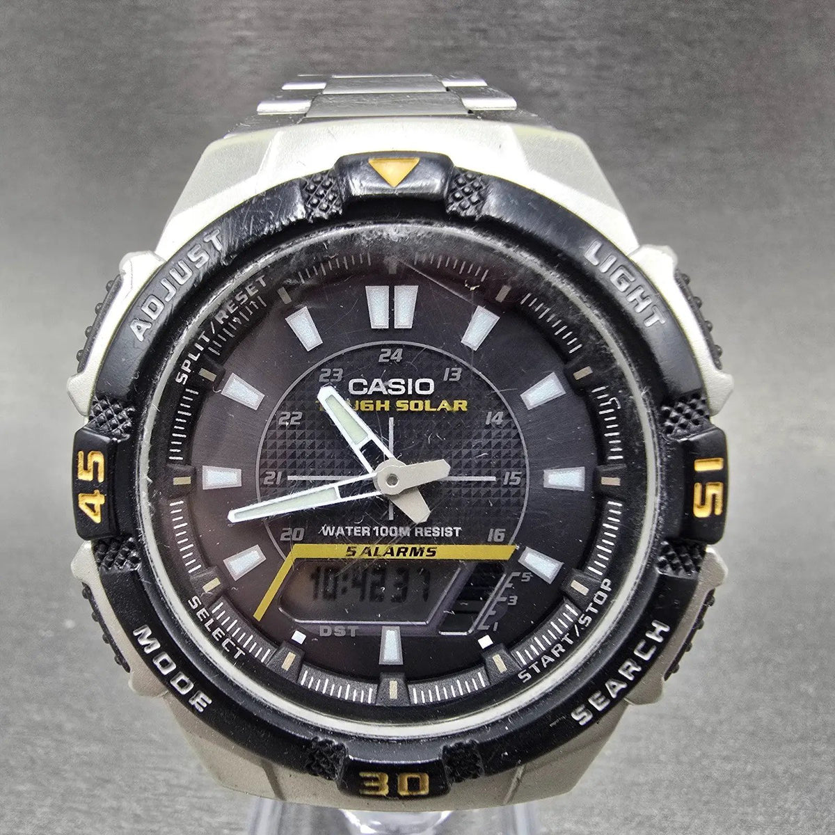 Casio AQ-S800W Watch Men 42mm Black Dial Silver Chronograph Alarm Solar Works0