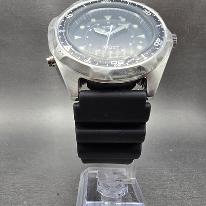 Casio Arine Watch Men 45mm Black Dial Silver Tone Alarm AMW-320R New Batt NOS5