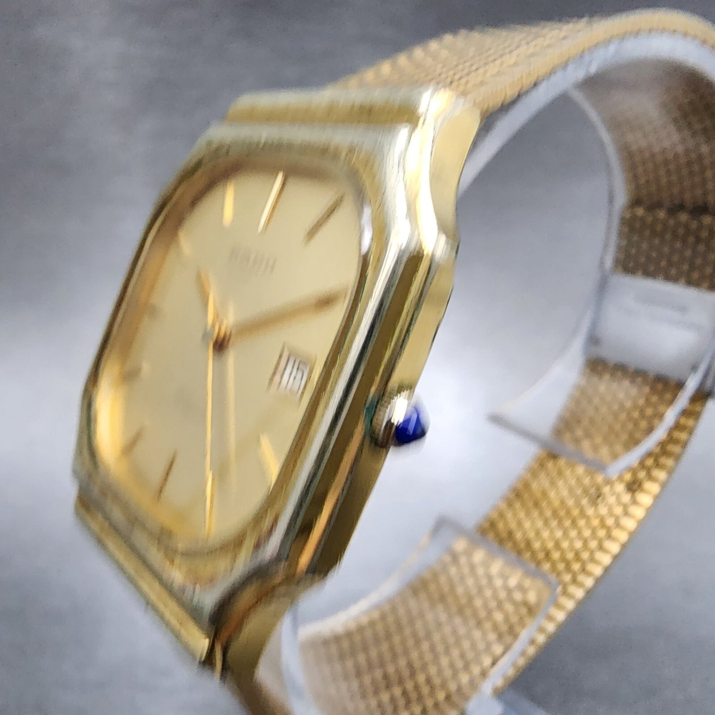 Rado Elegance Watch Men 28mm Gold Dial Gold Tone Date Octagon READ!!! New Batt2