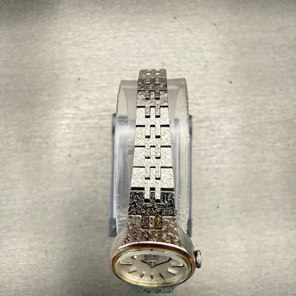 Seiko Watch Women 17mm Silver Dial Silver Tone Oval 1400-7389 New Battery VTG4