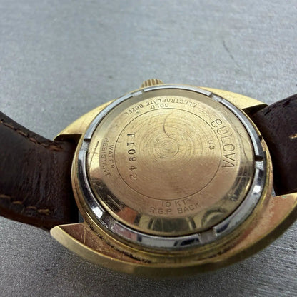 Bulova Accutron Watch Women 27mm Champagne Dial Gold Tone Round N3 PARTS Vintage10