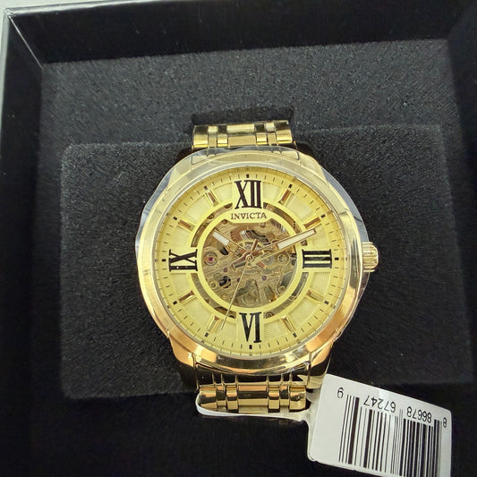 Invicta Objet D Art Watch Men 41mm Skeleton Dial Gold Tone Automatic 691290