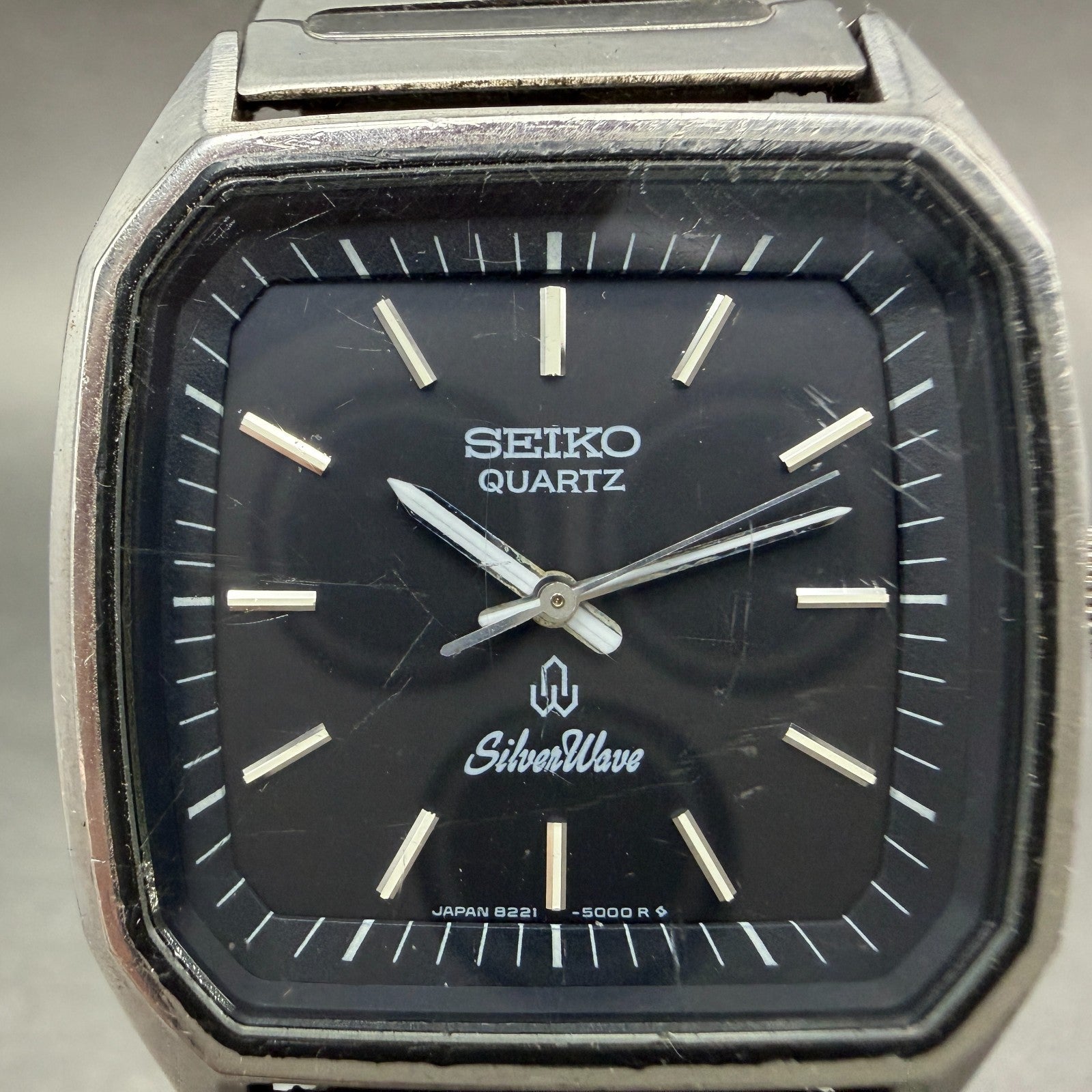 Seiko SilverWave Watch Men 34mm Black Dial Silver Tone 8221-500A New Battery1