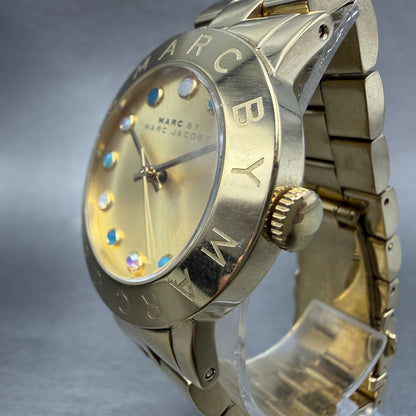 Marc Jacobs  Amy Dexter Watch Women 36mm Gold Dial Gold Tone Round New battery2