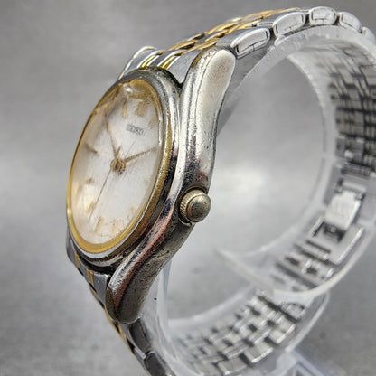 Seiko watch Women 24mm White Dial Two Tone Round V4011630 New Battery VTG2