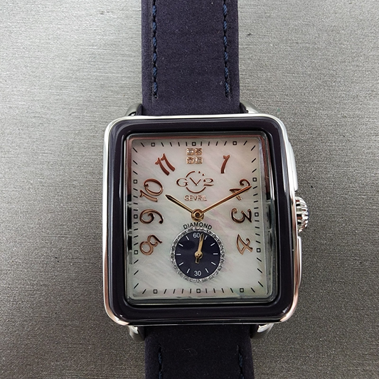 Gevril GV2 Bari Viva Tank Watch Women 32mm MOP Dial Steel Diamond Rectangle 9260